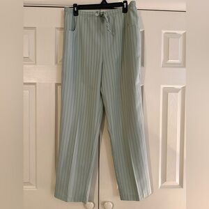 Straight Leg Women's Pants in Light Sage Stripe